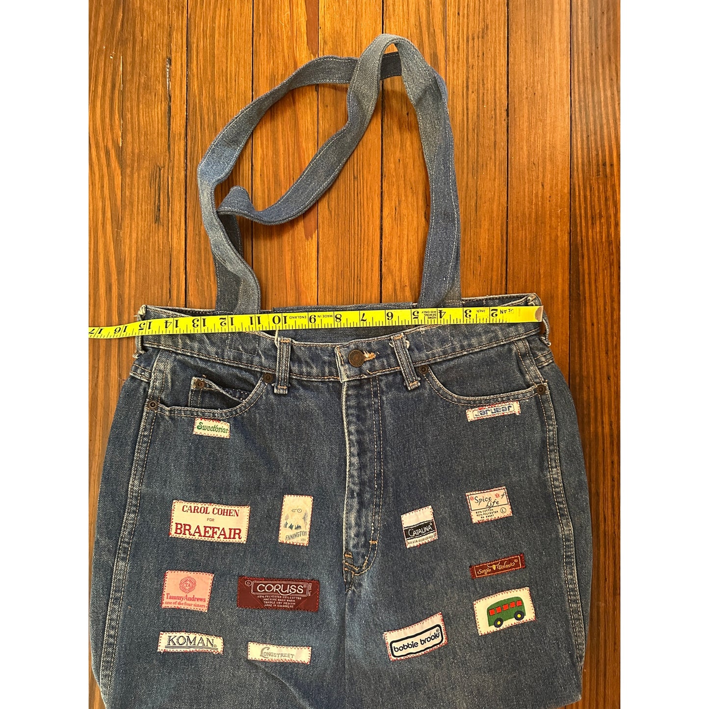 Vintage Handmade Denim / Jeans Tag Patchwork Bag Tote