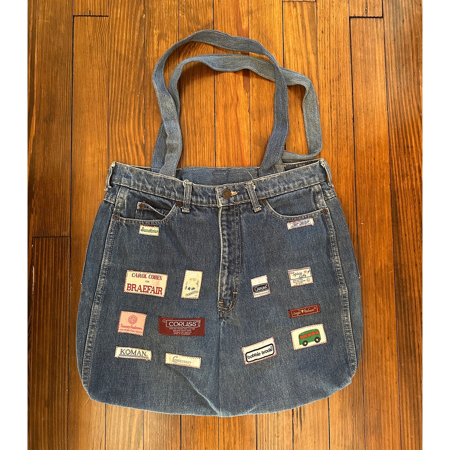 Vintage Handmade Denim / Jeans Tag Patchwork Bag Tote