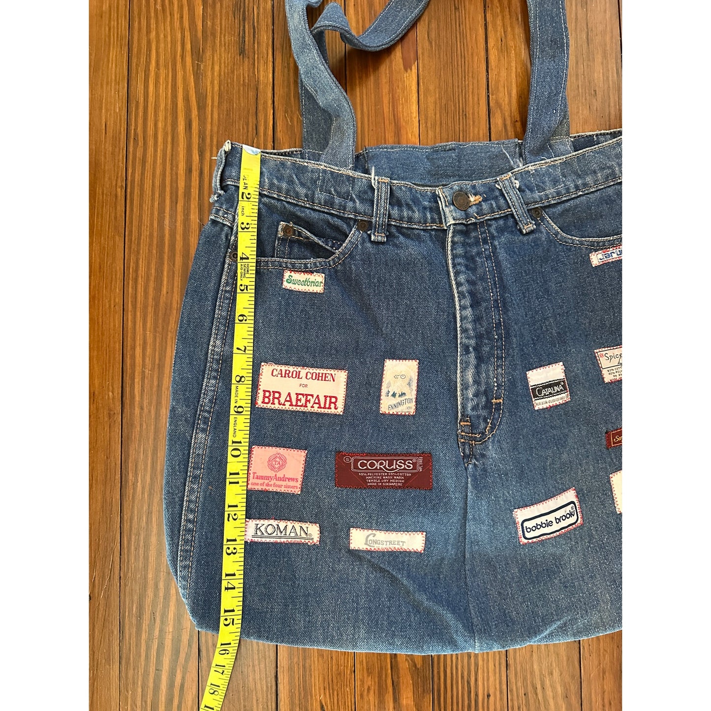 Vintage Handmade Denim / Jeans Tag Patchwork Bag Tote