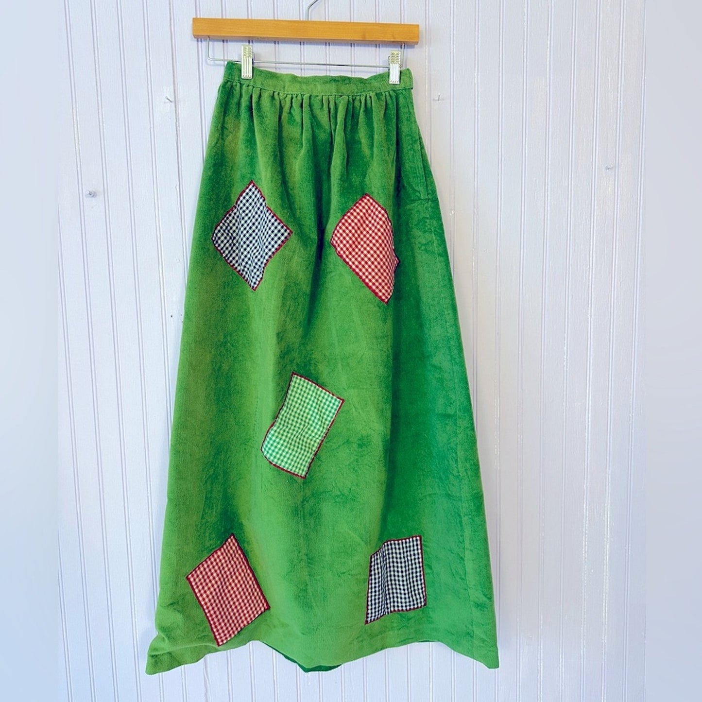 70s Juniors Lined Hippie Skirt With Appliqué