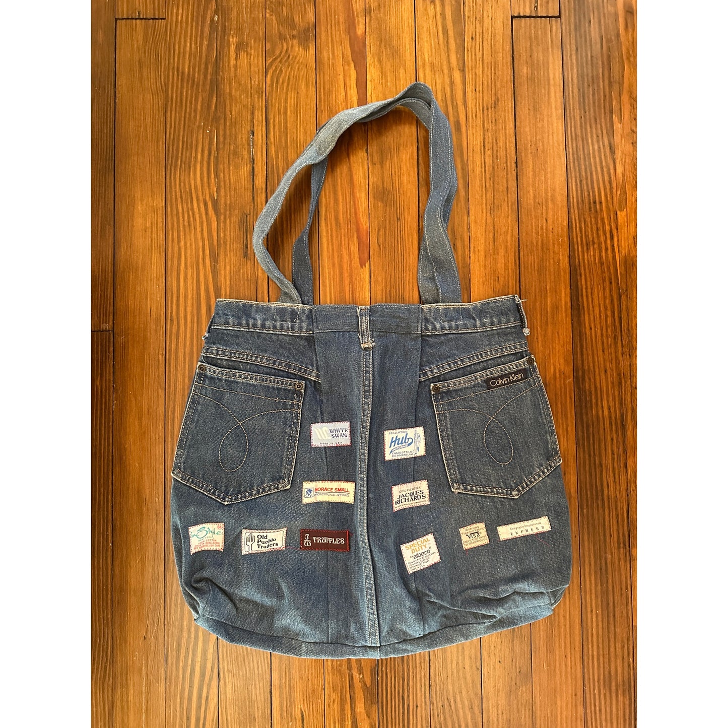 Vintage Handmade Denim / Jeans Tag Patchwork Bag Tote