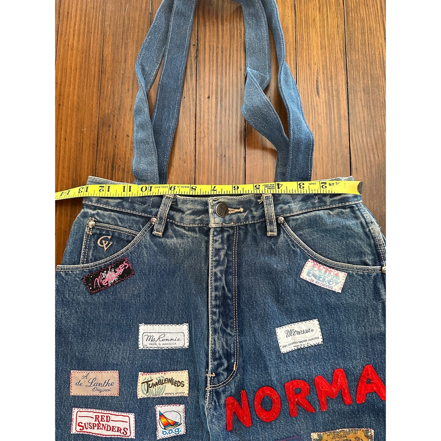 Vintage Handmade Denim / Jeans Tag Patchwork Bag Tote "NORMA"