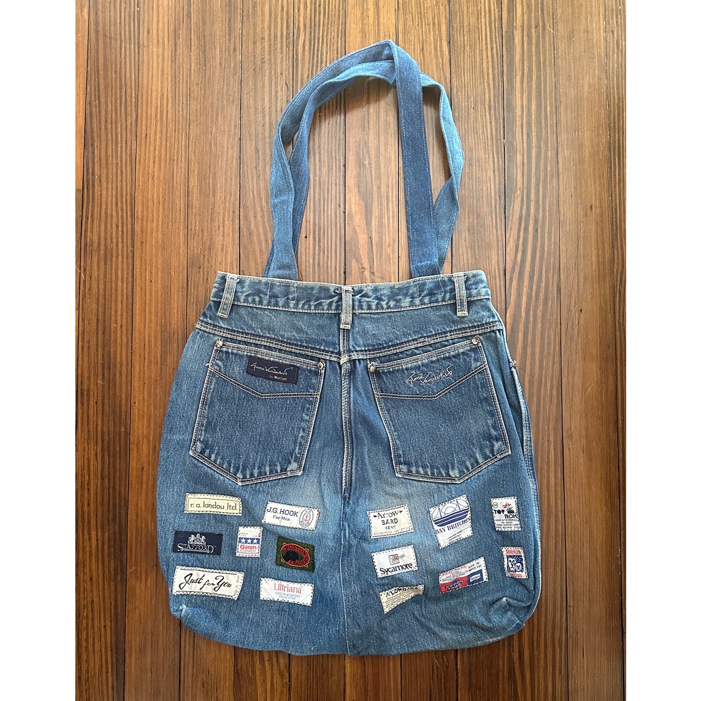 Vintage Handmade Denim / Jeans Tag Patchwork Bag Tote "NORMA"