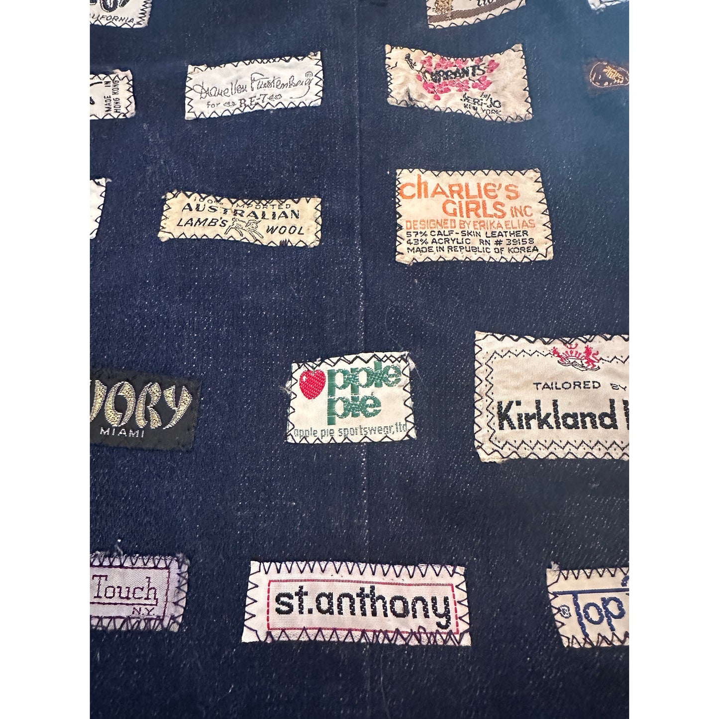 Vintage Handmade Denim Tag Patchwork Bag Tote