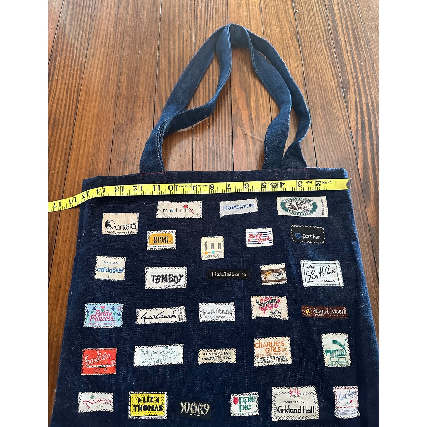 Vintage Handmade Denim Tag Patchwork Bag Tote