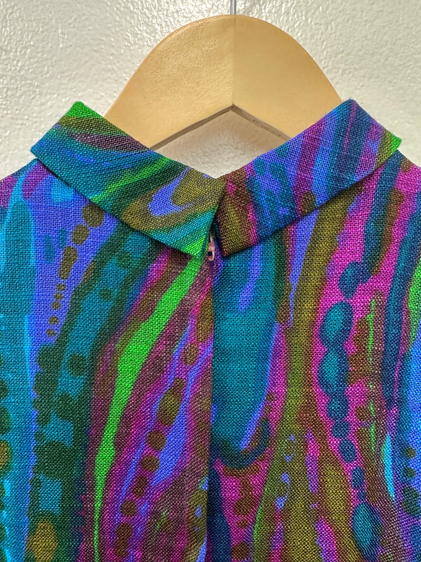 1960's Byer of California Psychedelic Swirl Dress in Purple/Blue and Green
