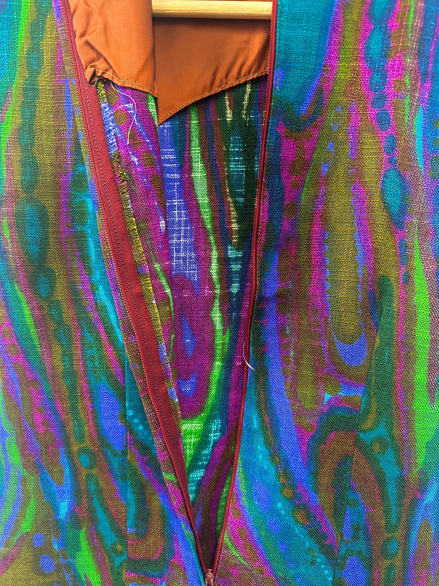1960's Byer of California Psychedelic Swirl Dress in Purple/Blue and Green
