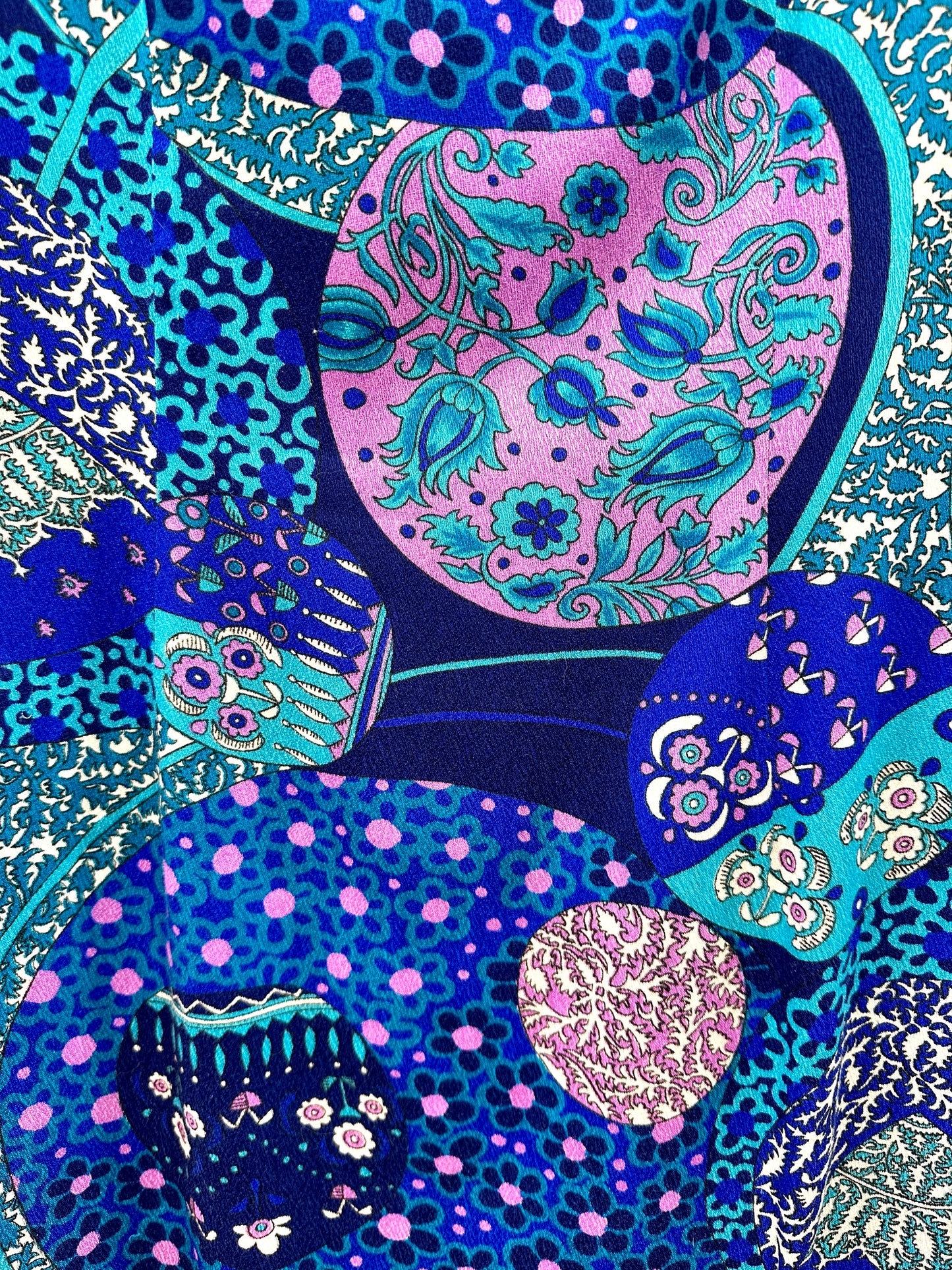 1960's Hawaiian Maxi Dress Royal Surf Blue Psychedelic