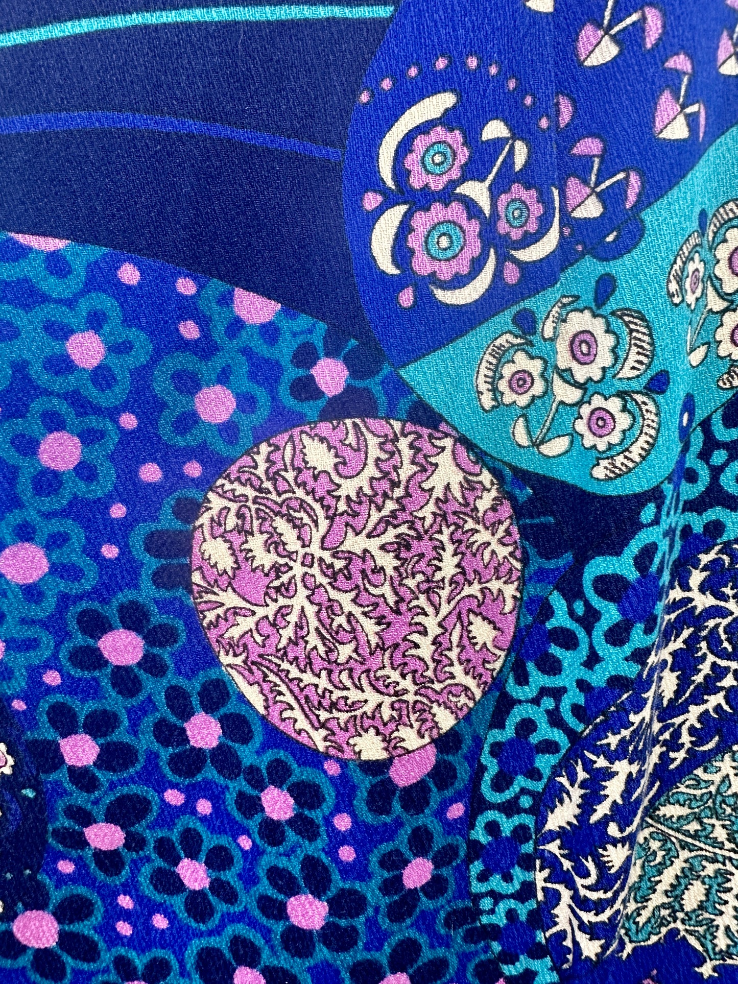 1960's Hawaiian Maxi Dress Royal Surf Blue Psychedelic