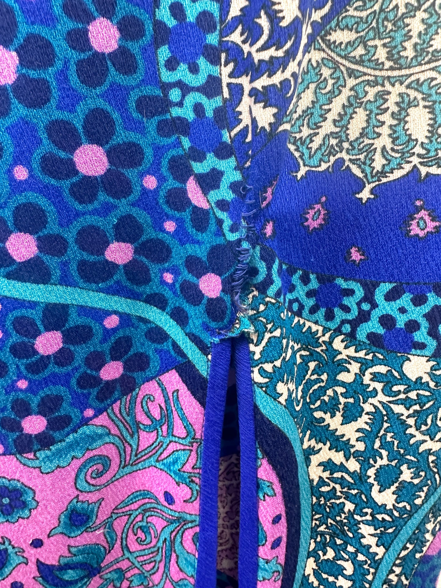 1960's Hawaiian Maxi Dress Royal Surf Blue Psychedelic