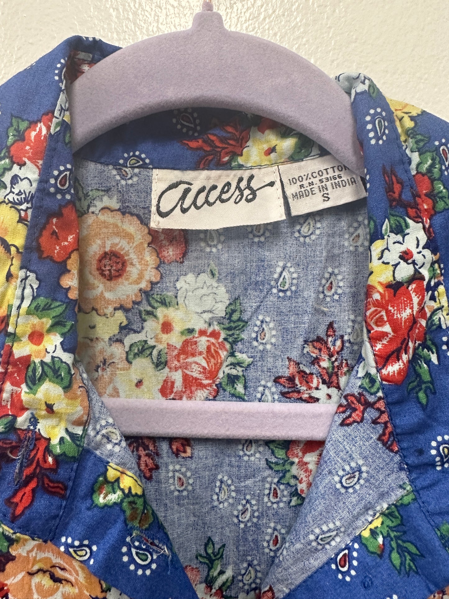 NOS 1990's Access Romper Blue Floral