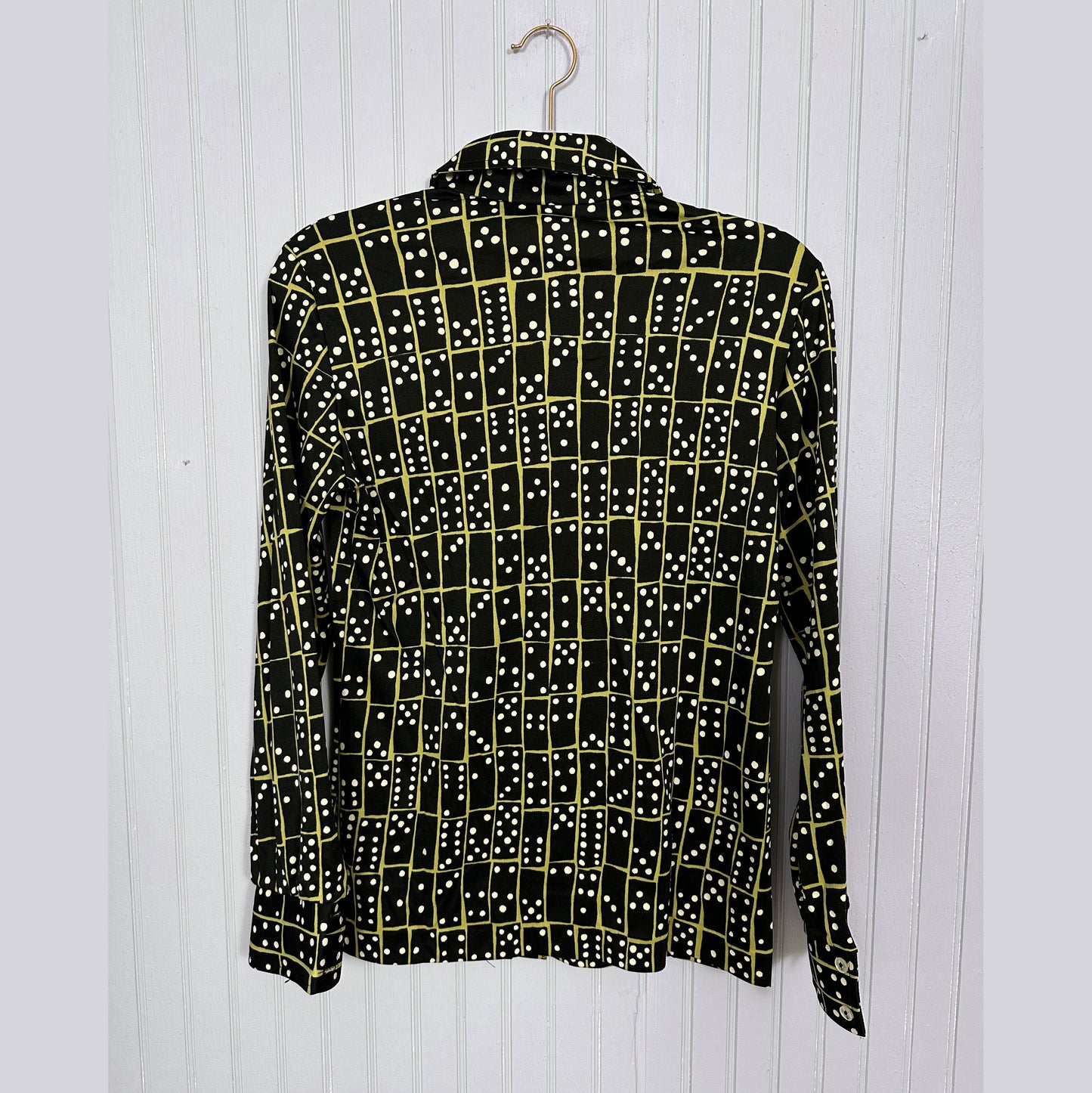 70's Disco Dagger Collar Buttondown Domino Pattern