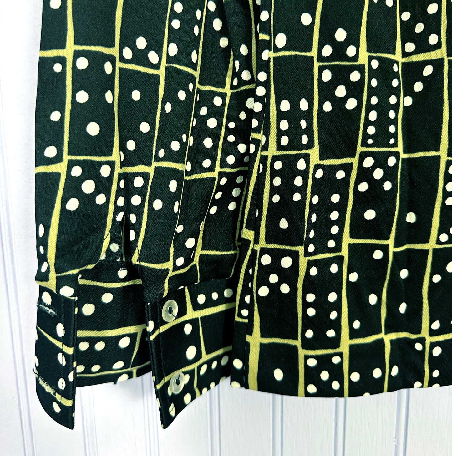 70's Disco Dagger Collar Buttondown Domino Pattern