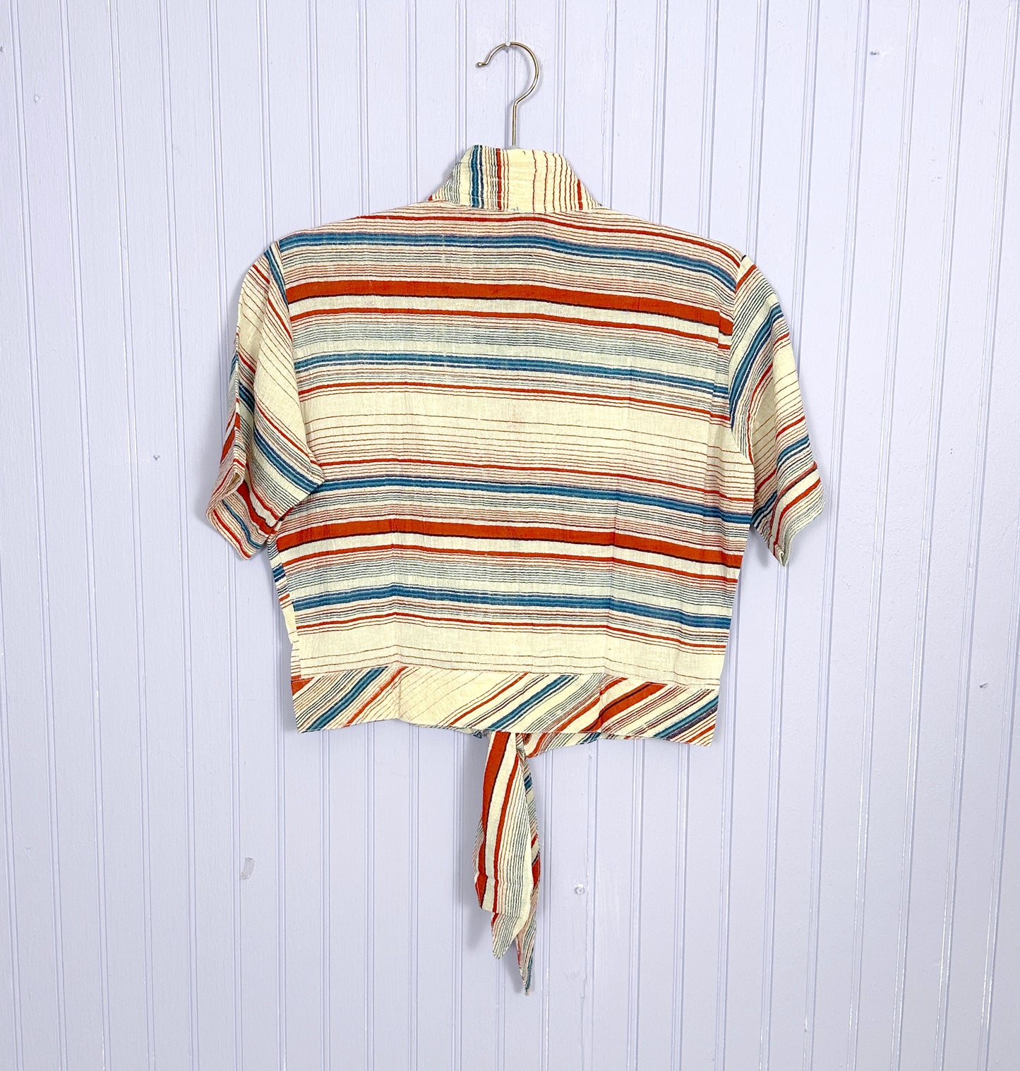 Deadstock 70's Striped Cotton Crop Tie Tops