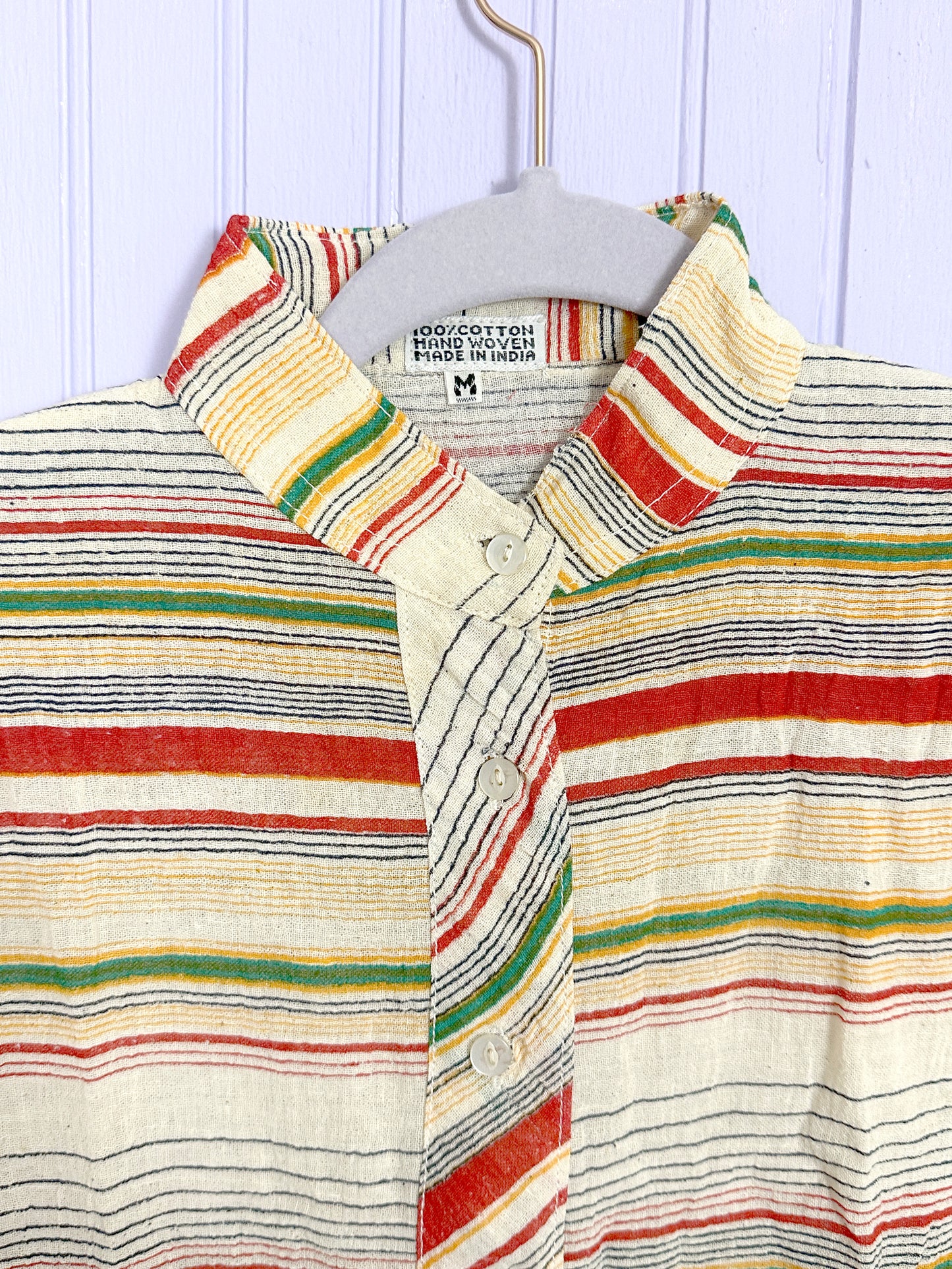 Deadstock 70's Striped Cotton Crop Tie Tops