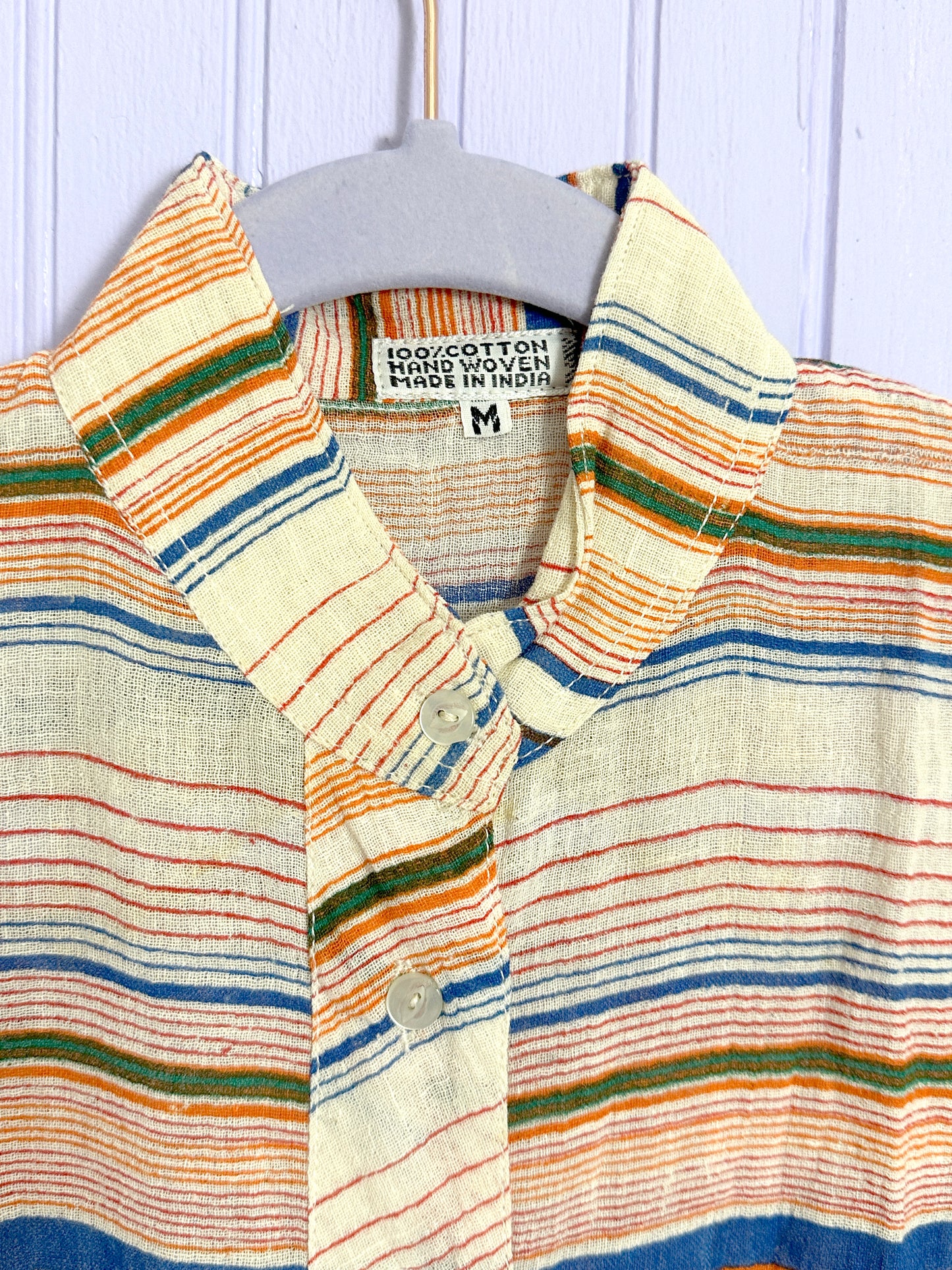 Deadstock 70's Striped Cotton Crop Tie Tops