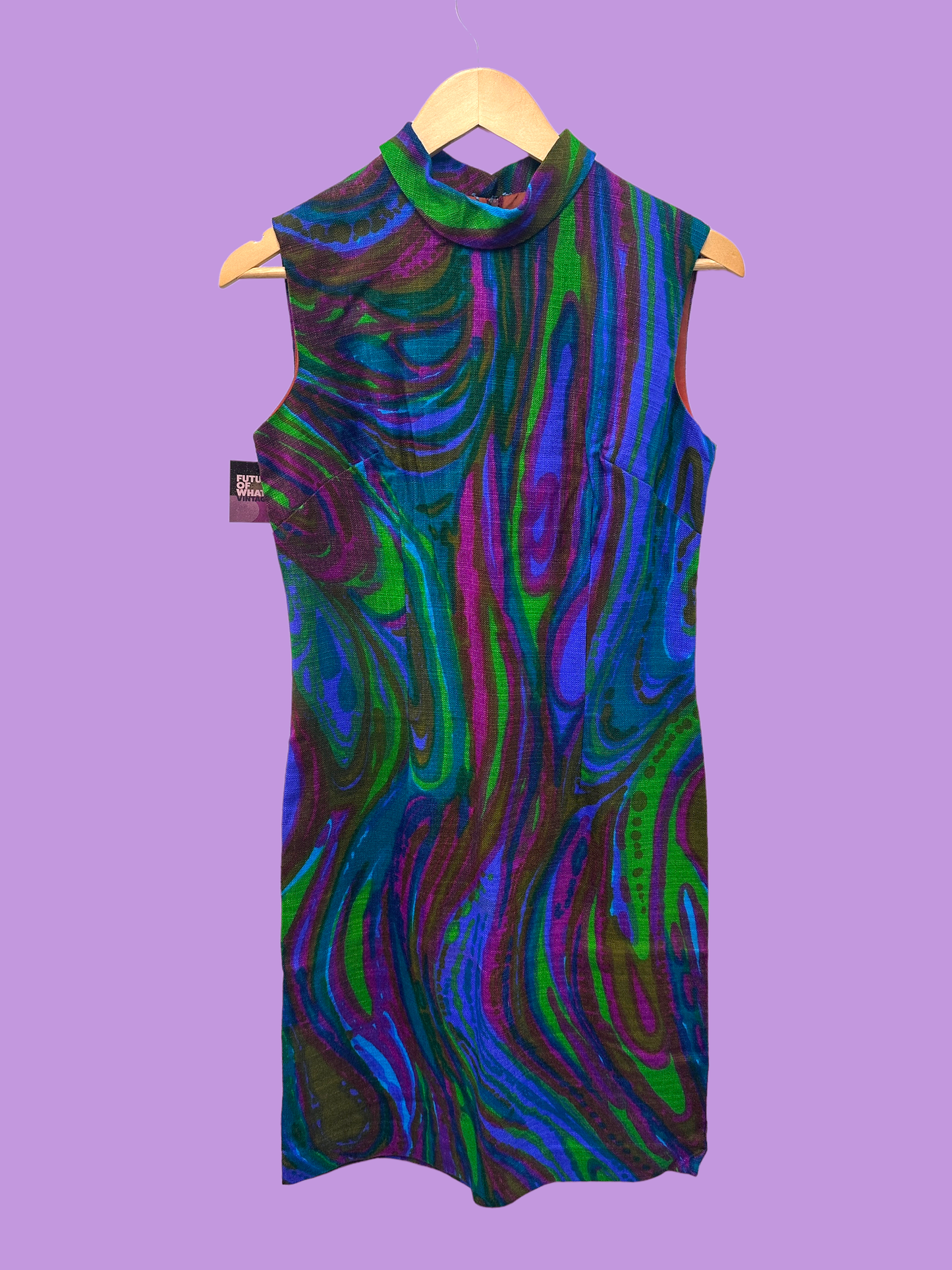 1960's Byer of California Psychedelic Swirl Dress in Purple/Blue and Green