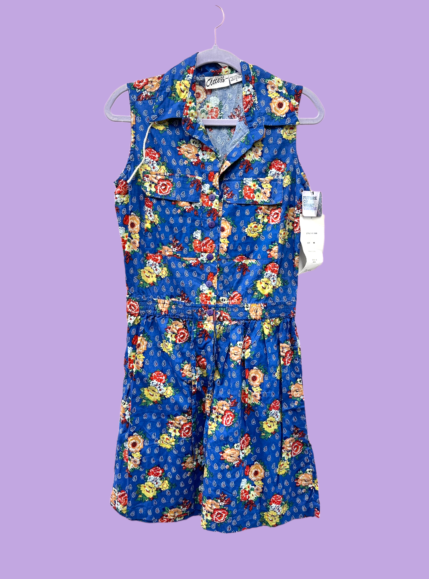 NOS 1990's Access Romper Blue Floral