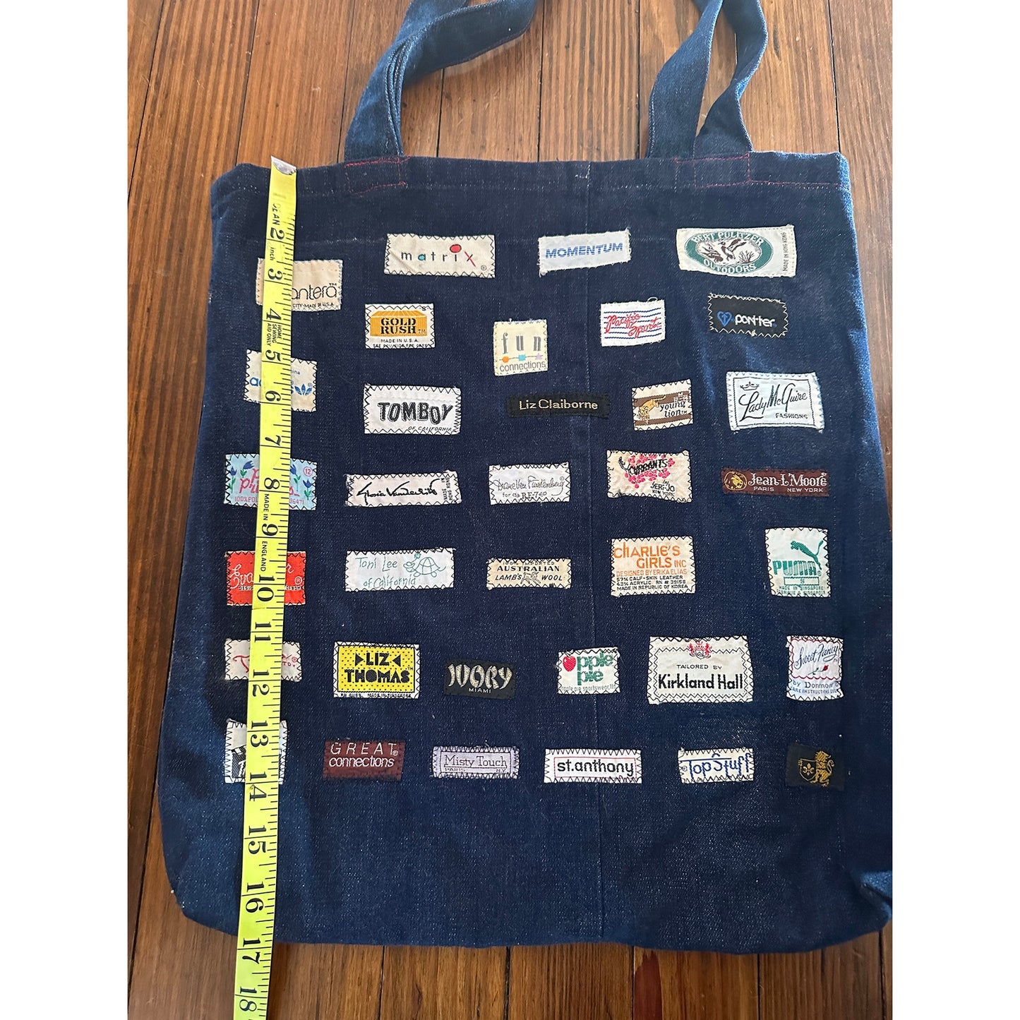 Vintage Handmade Denim Tag Patchwork Bag Tote