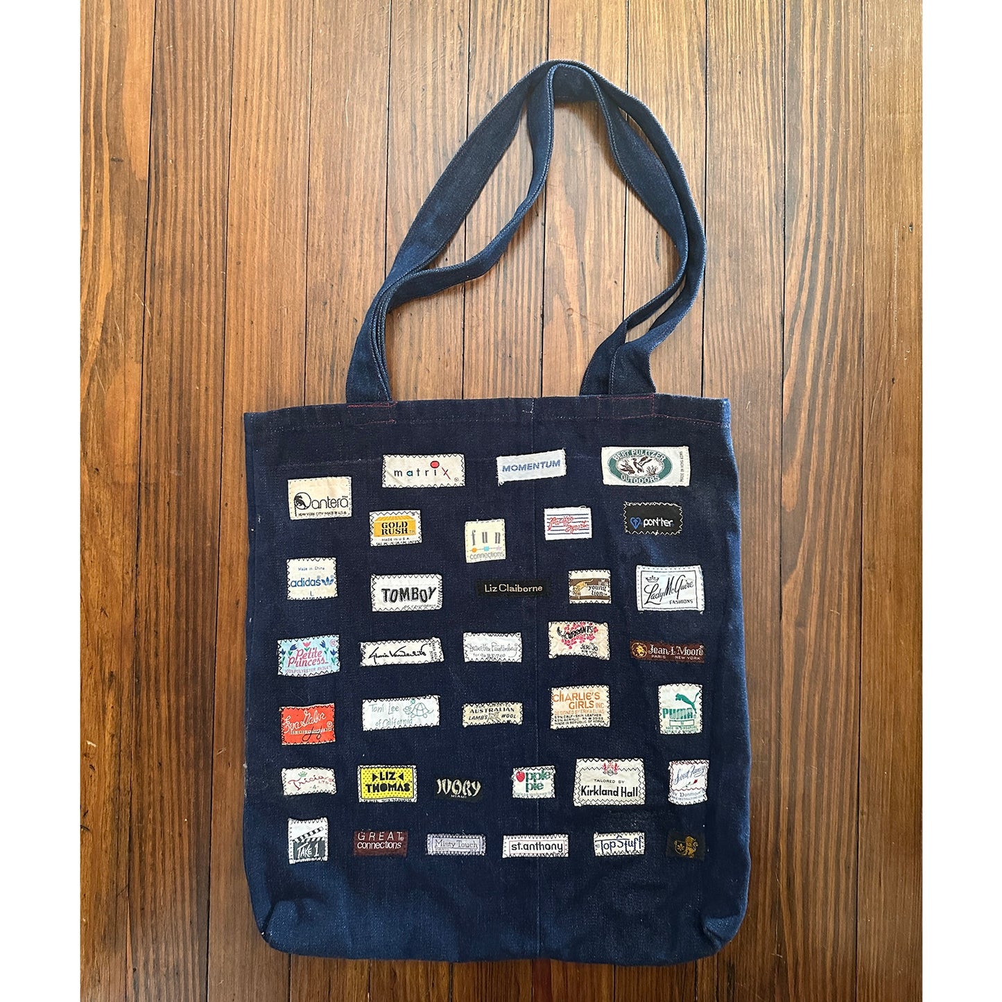 Vintage Handmade Denim Tag Patchwork Bag Tote