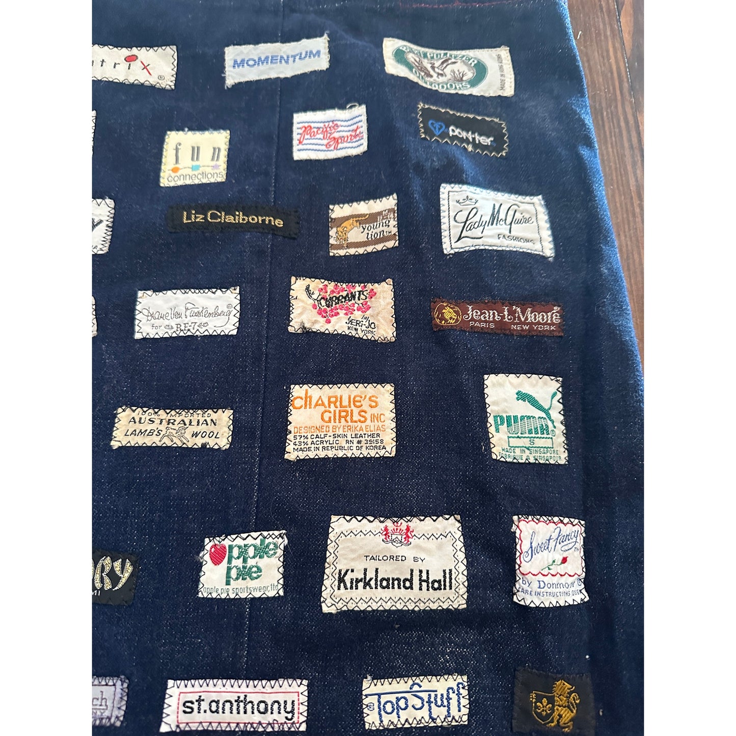Vintage Handmade Denim Tag Patchwork Bag Tote