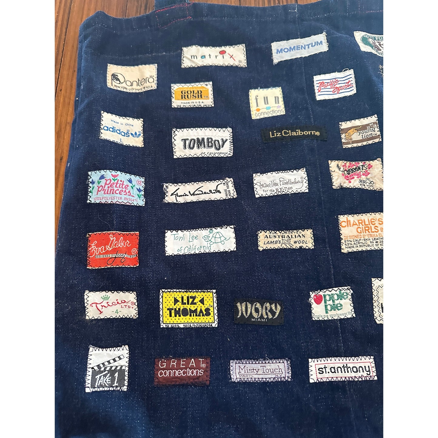 Vintage Handmade Denim Tag Patchwork Bag Tote