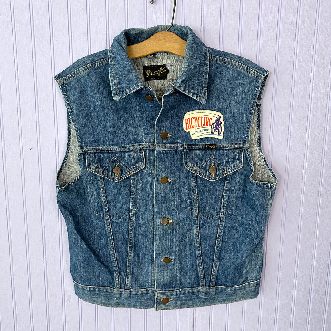 Triumph Motorcycles Denim Vest with Bicycle Patch Wrangler