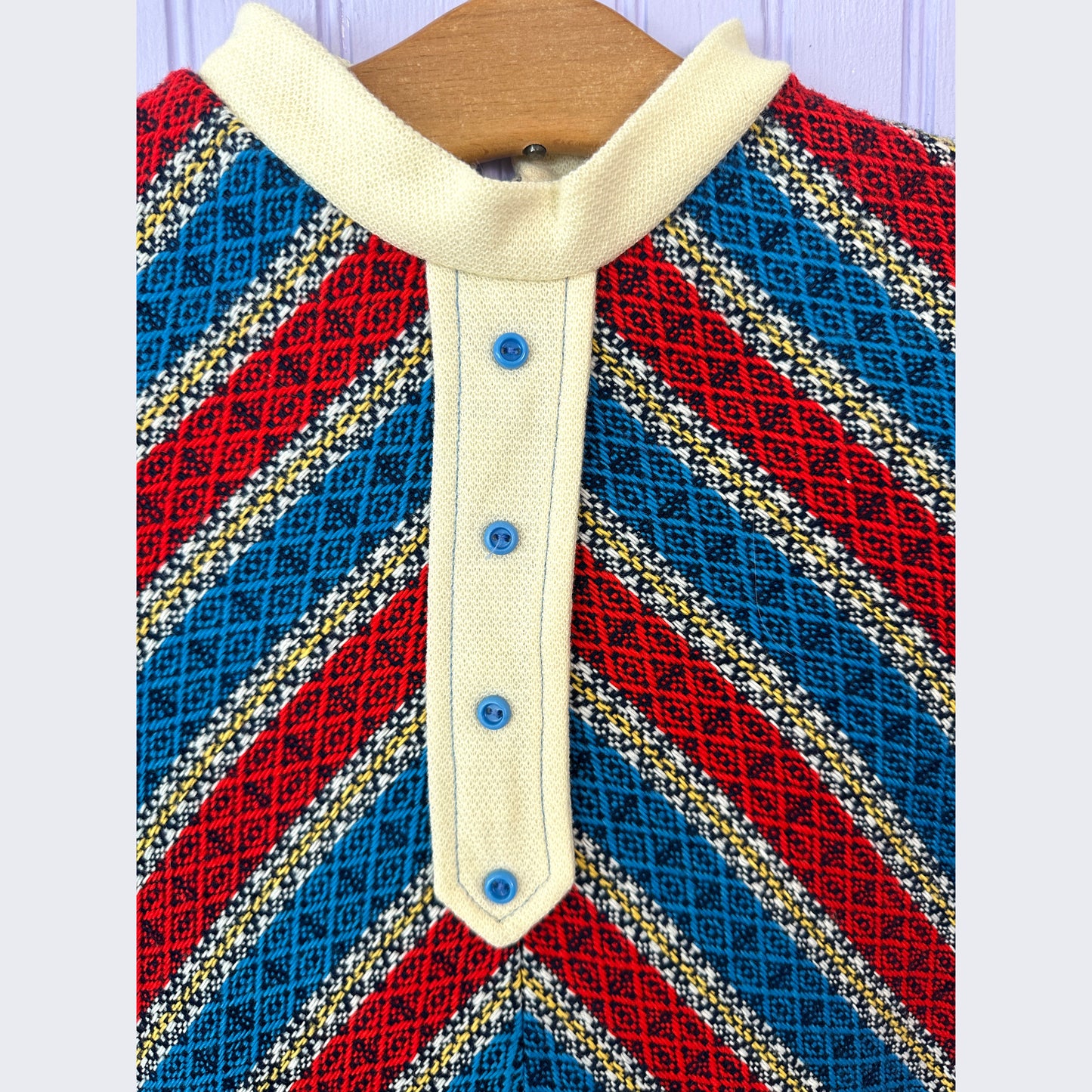 1970's Tunic Red & Blue XS