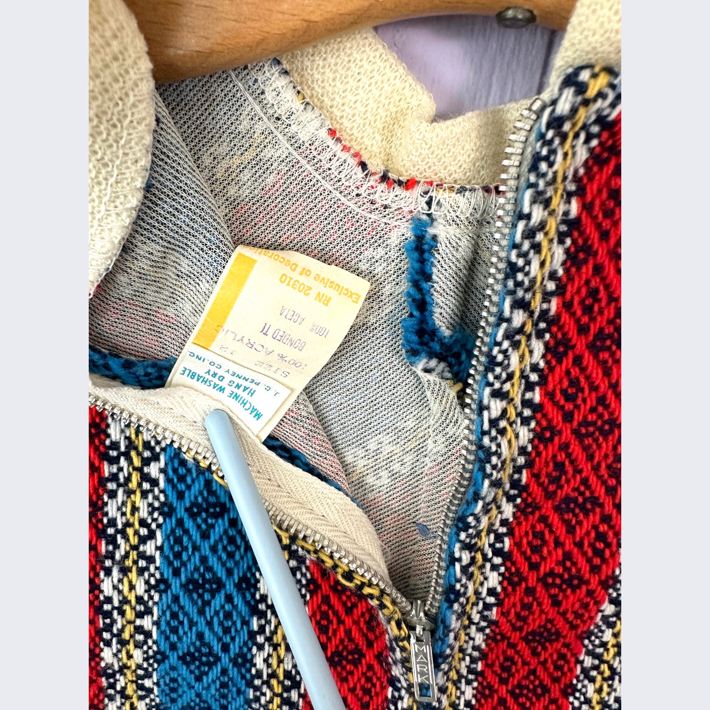 1970's Tunic Red & Blue XS