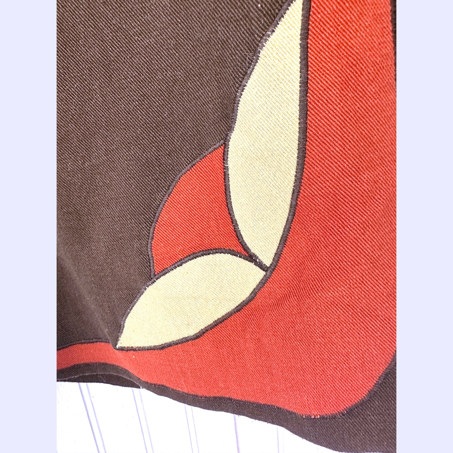 70's Wrap Skirt Applique Brown, Orange and Cream