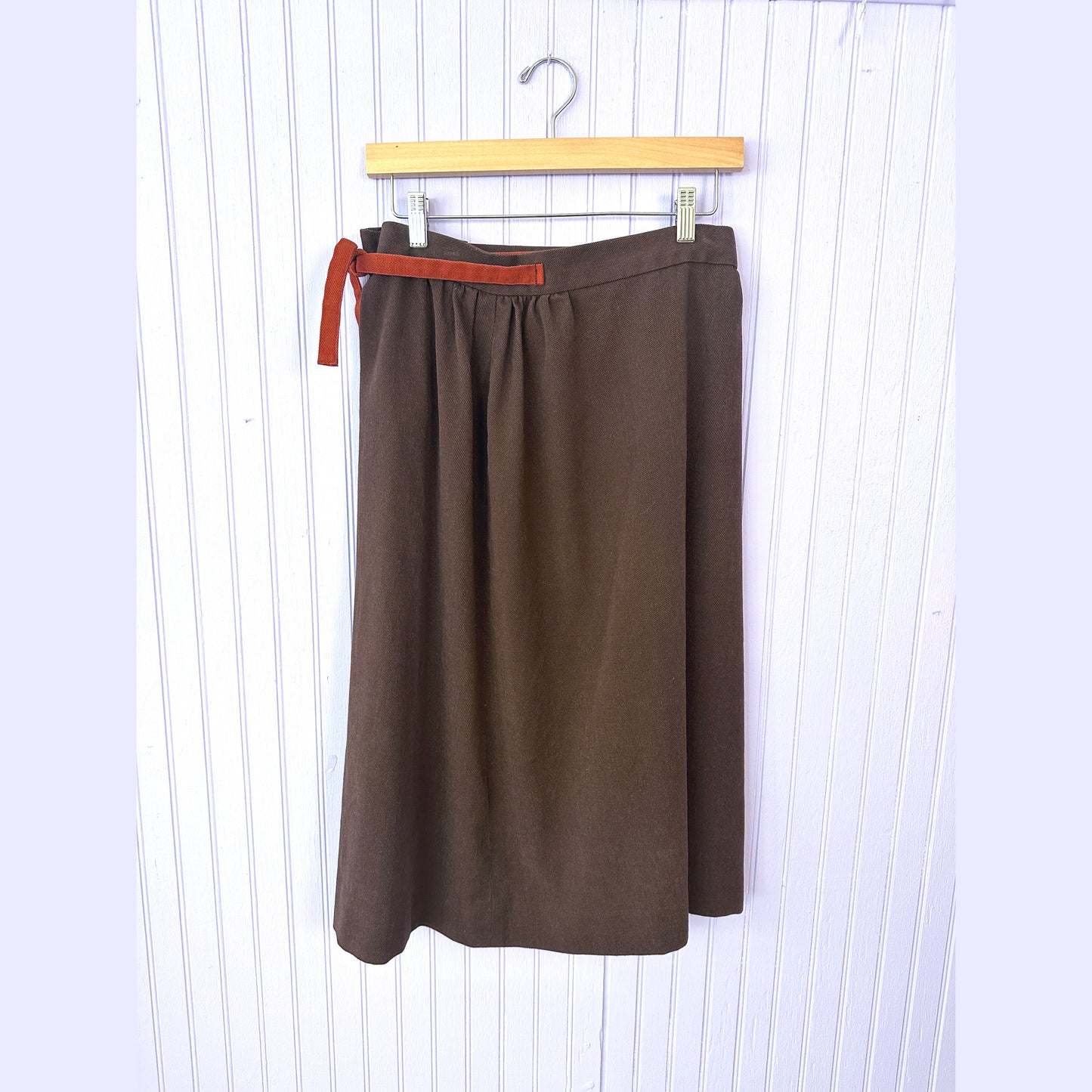 70's Wrap Skirt Applique Brown, Orange and Cream