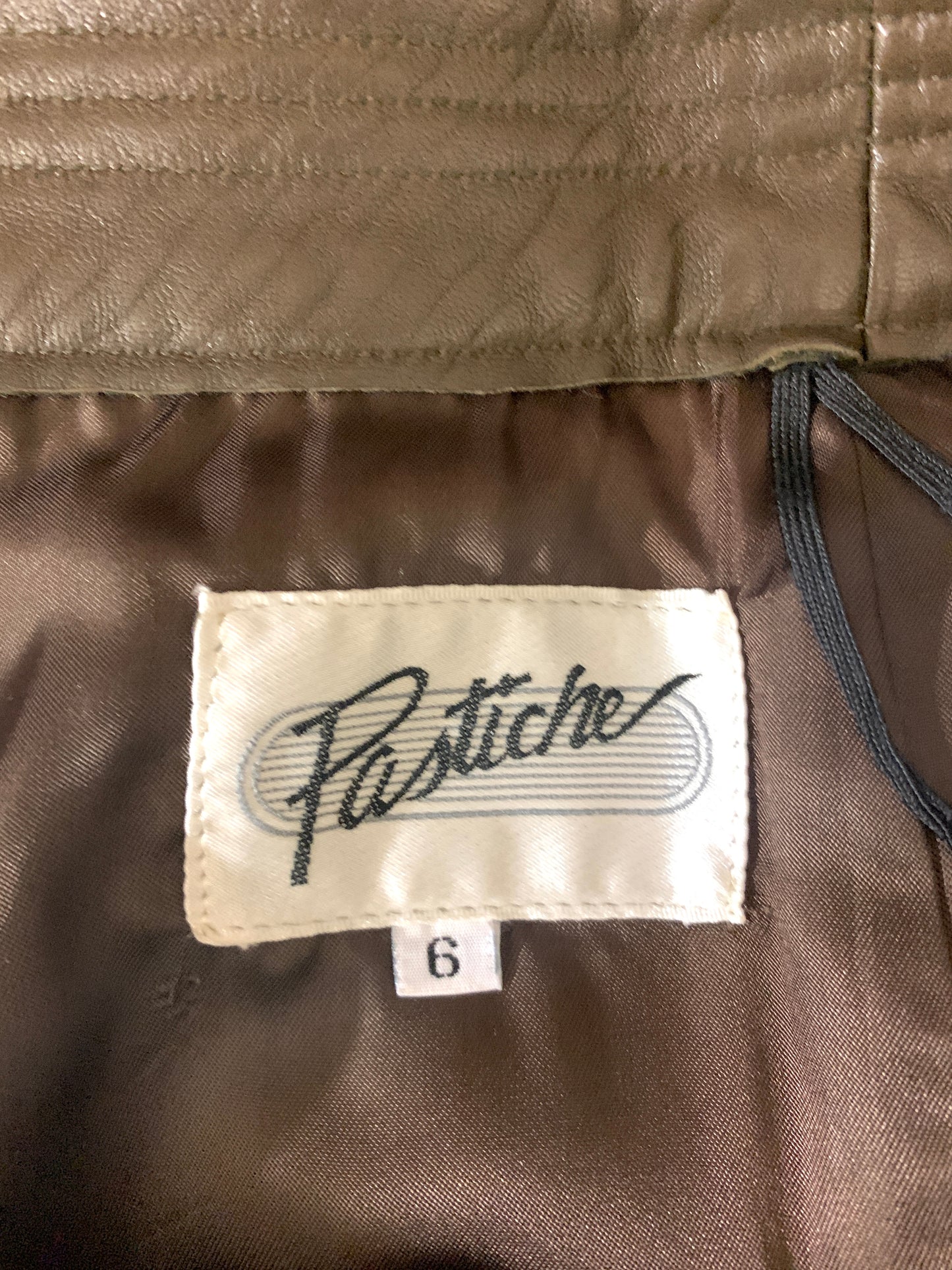 Brown Leather Pencil Skirt 1970s PASTICHE Modern Sz 2