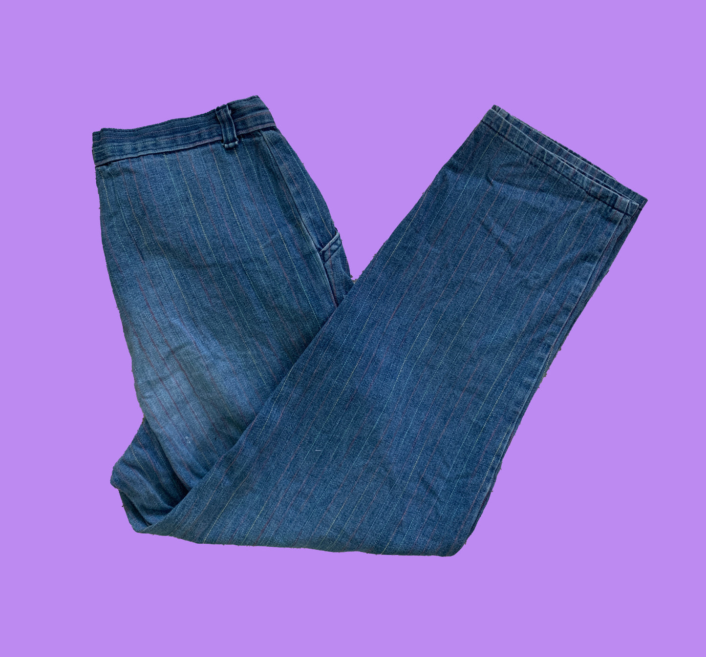 70s Striped Denim Jeans Multicolor 26x23