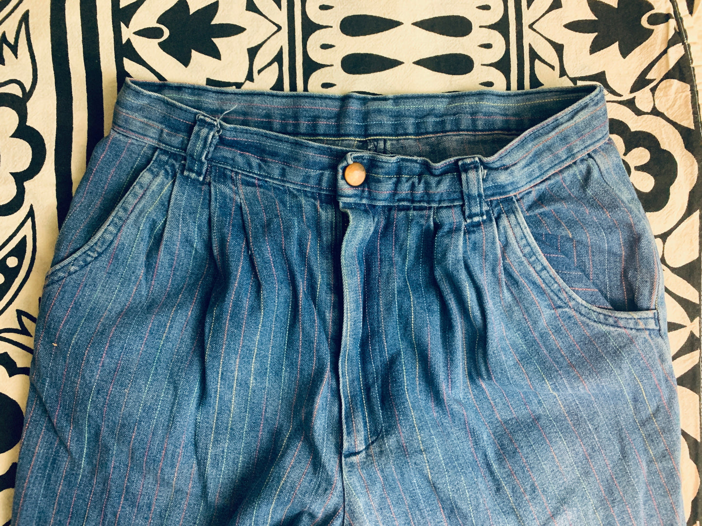 70s Striped Denim Jeans Multicolor 26x23