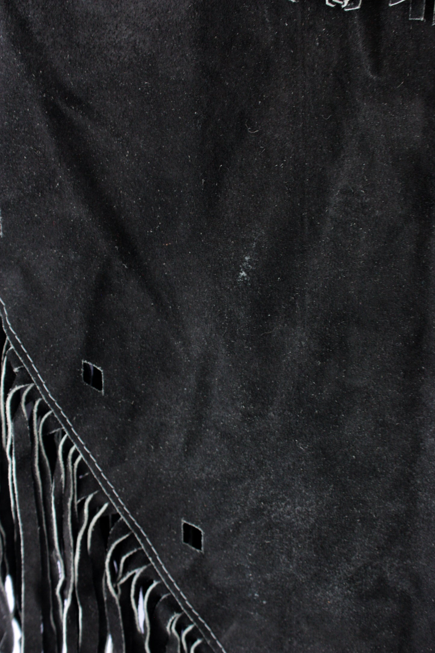 Black Suede Poncho with Fringe