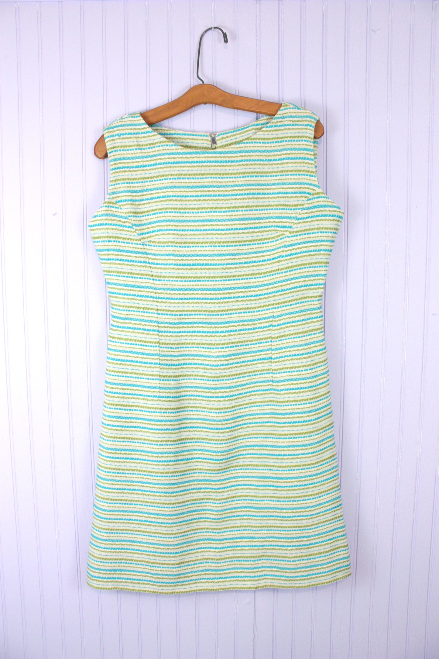 60s Striped Embroidered Mini Dress