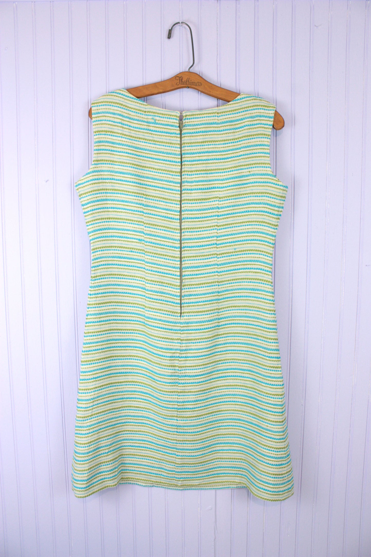 60s Striped Embroidered Mini Dress