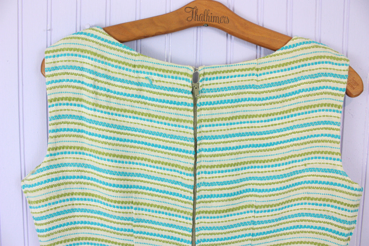 60s Striped Embroidered Mini Dress