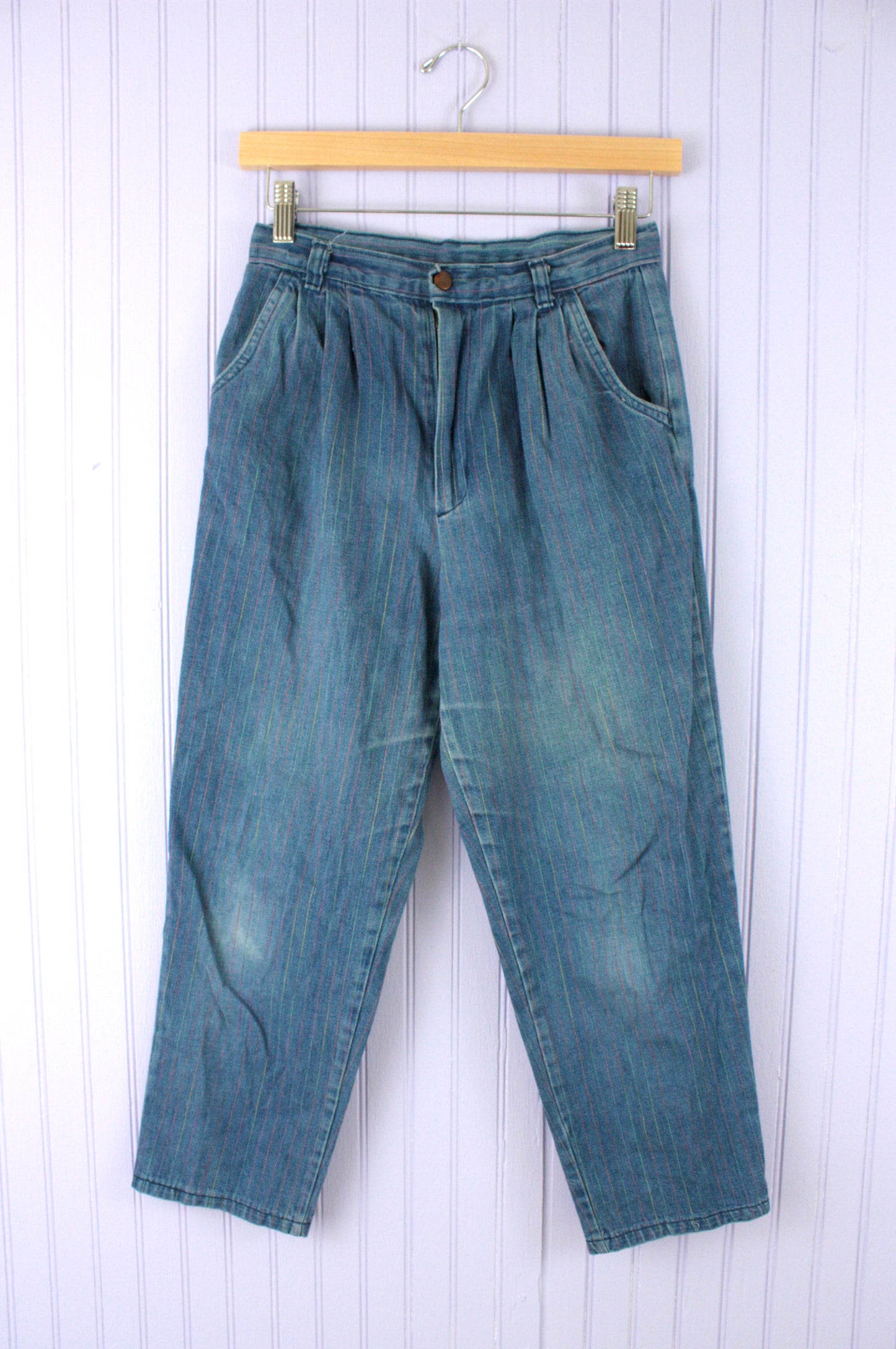 70s Striped Denim Jeans Multicolor 26x23