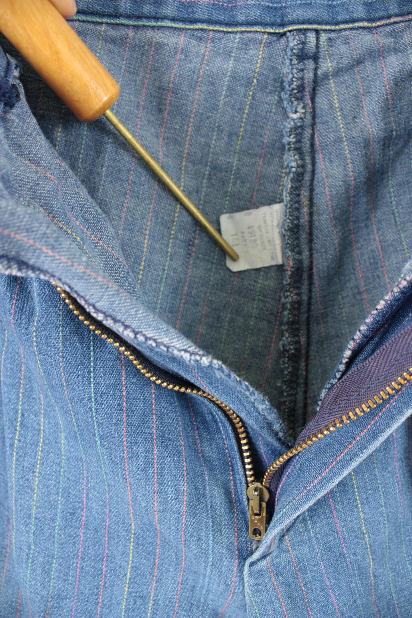 70s Striped Denim Jeans Multicolor 26x23