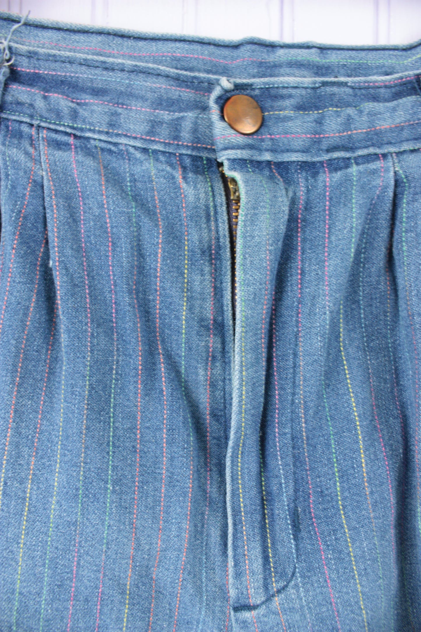 70s Striped Denim Jeans Multicolor 26x23