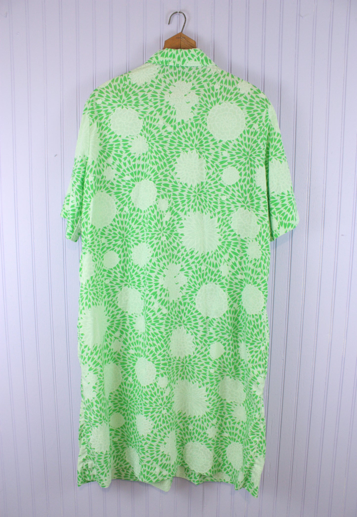 Green Floral House Coat 1960's Dress
