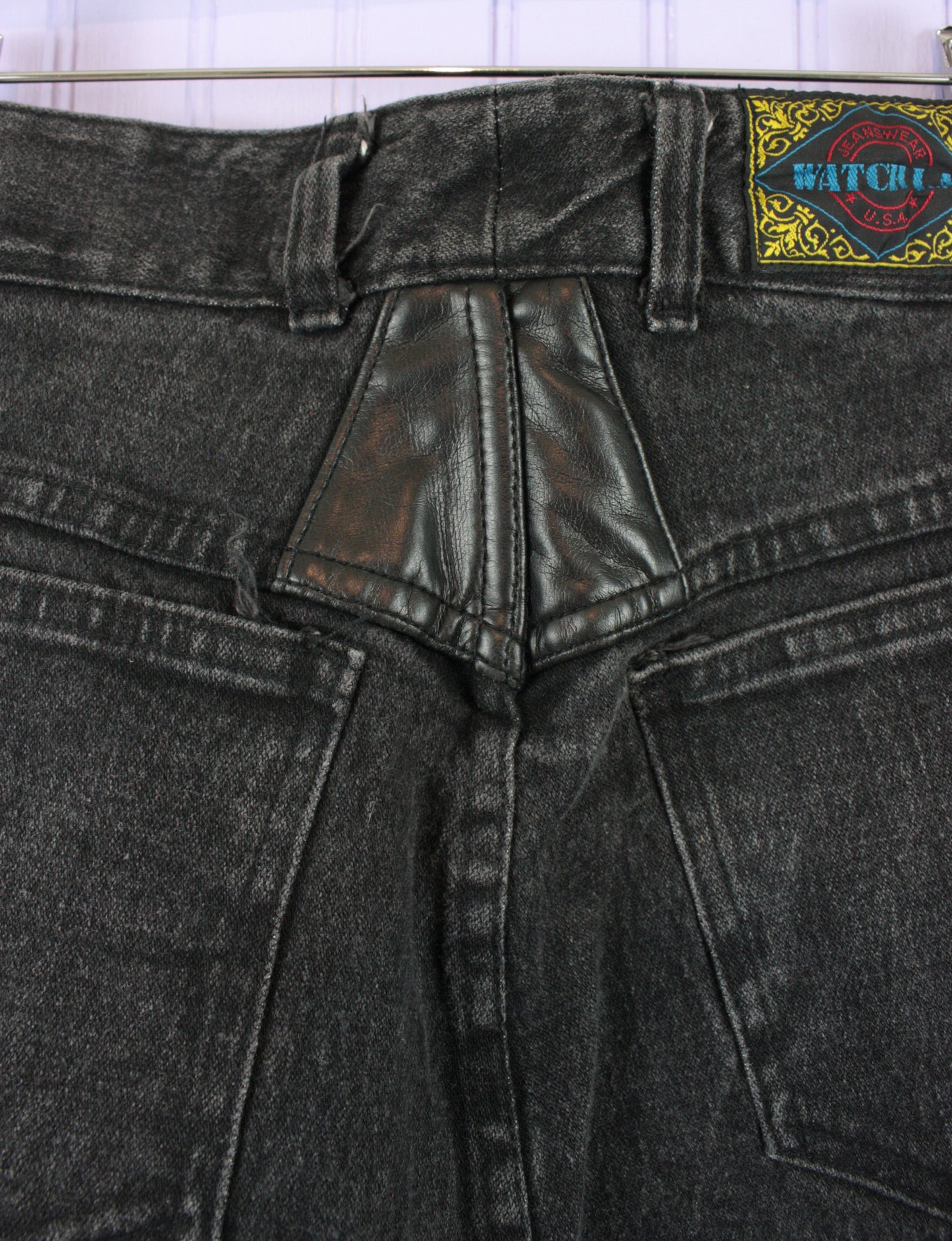 Black Denim & Leather Jeans by Watch L.A.