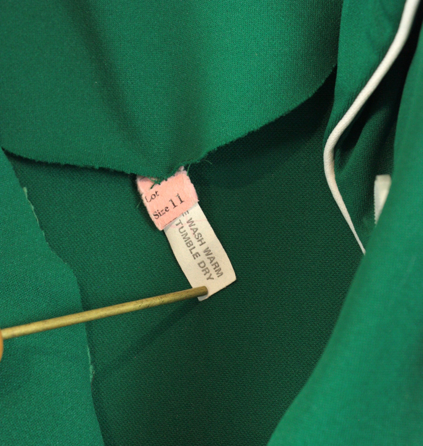 Vintage Green with White Piping Handmade Mini dress 2(S)