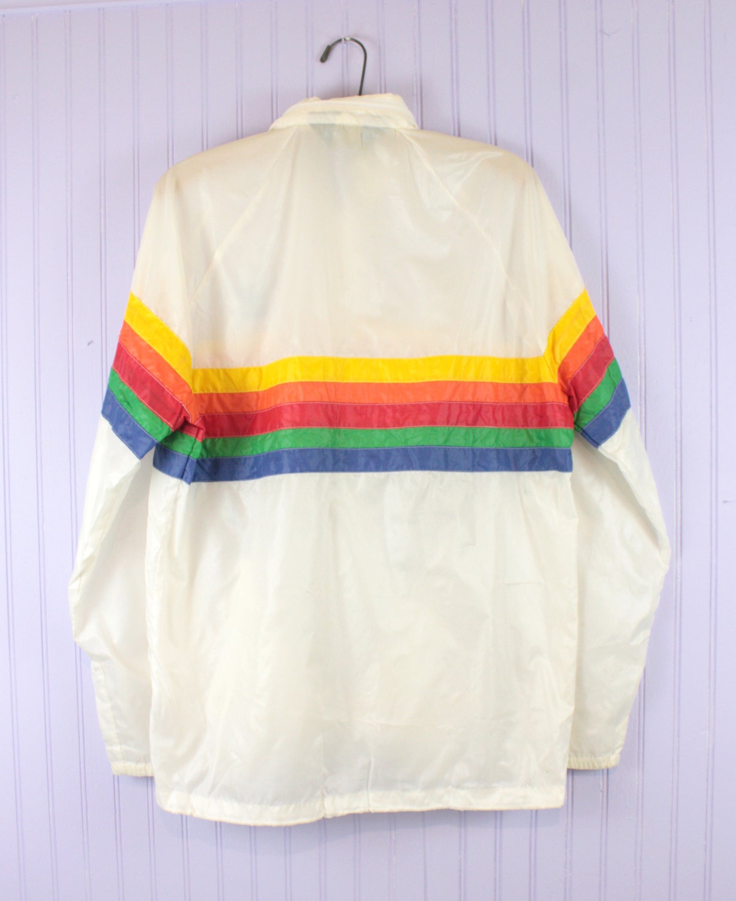 80's Rainbow Windbreaker with Zip Hood