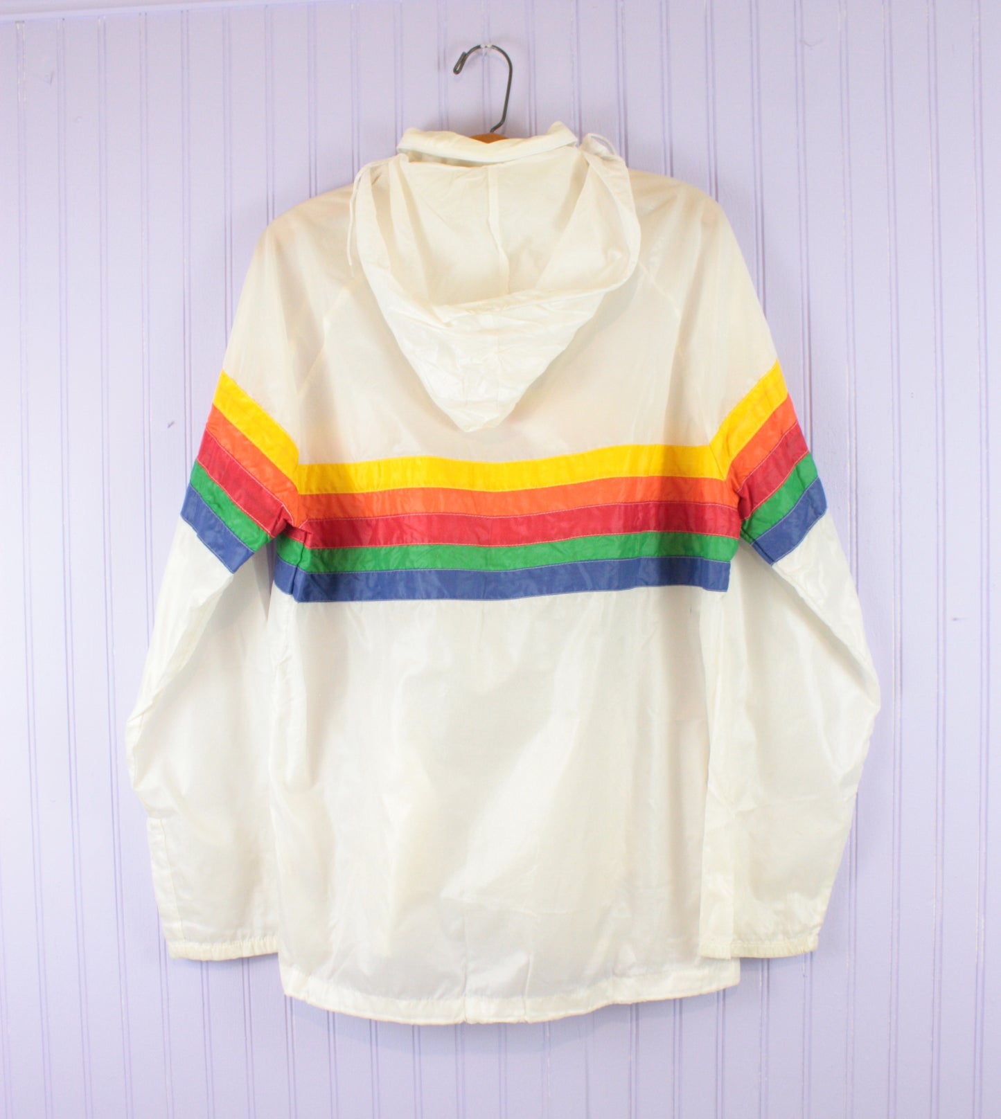 80's Rainbow Windbreaker with Zip Hood