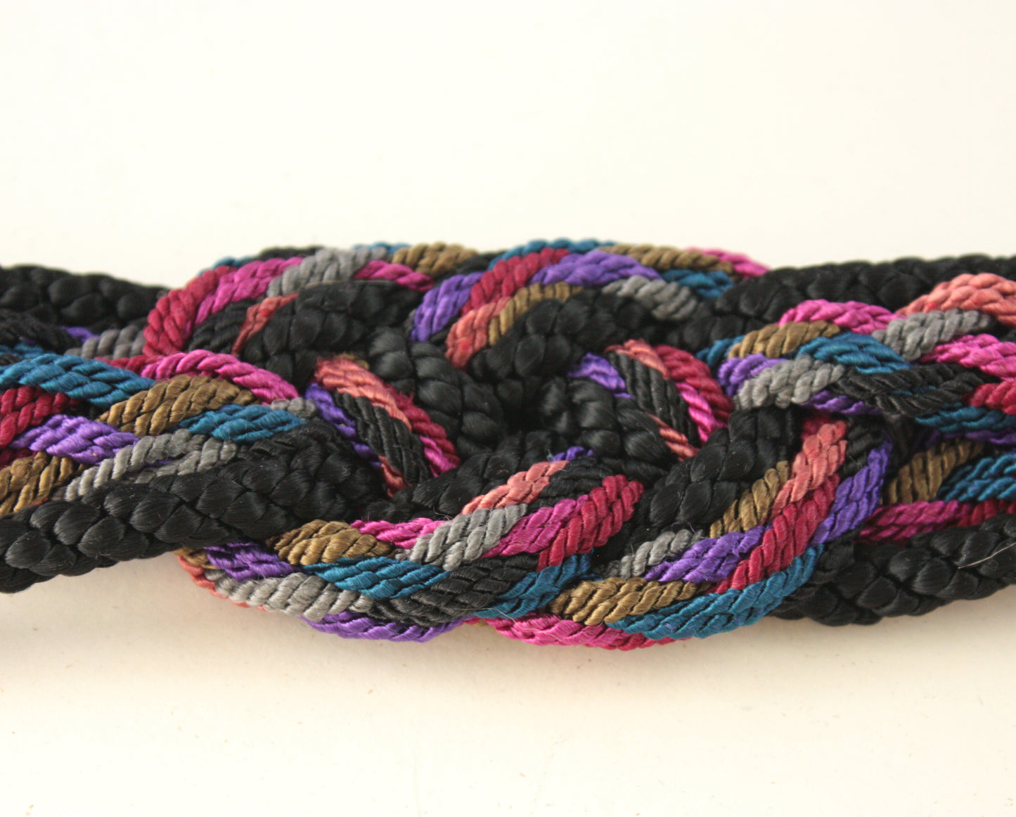 80's Black and Multicolor Woven Rope Cinch Belt
