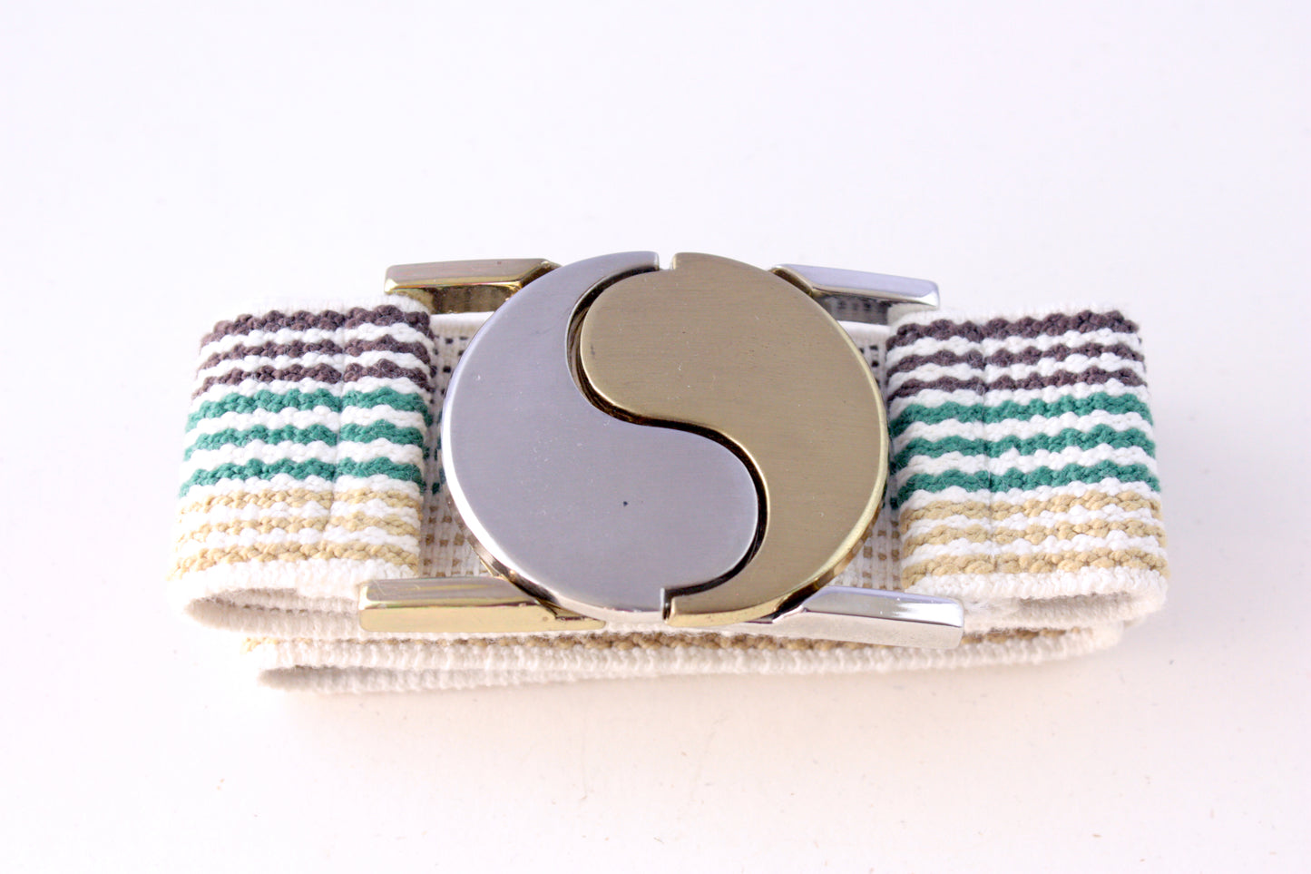 Yin Yang Gold & Silver Cinch Belt Brown and Green