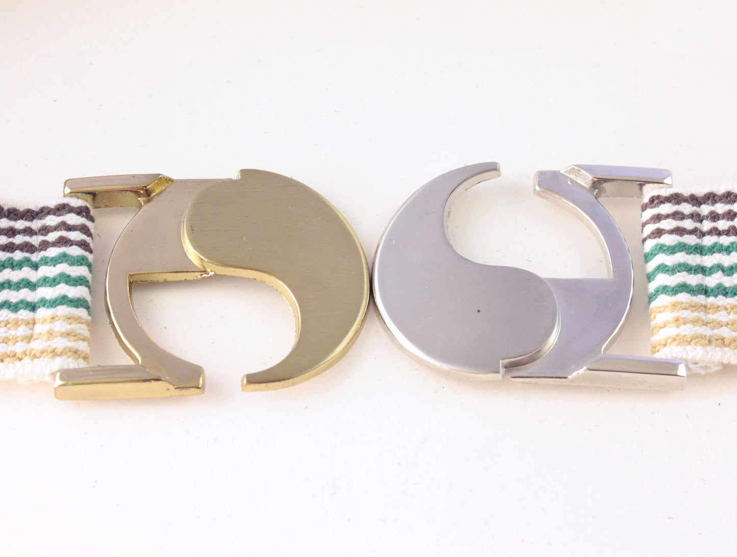 Yin Yang Gold & Silver Cinch Belt Brown and Green