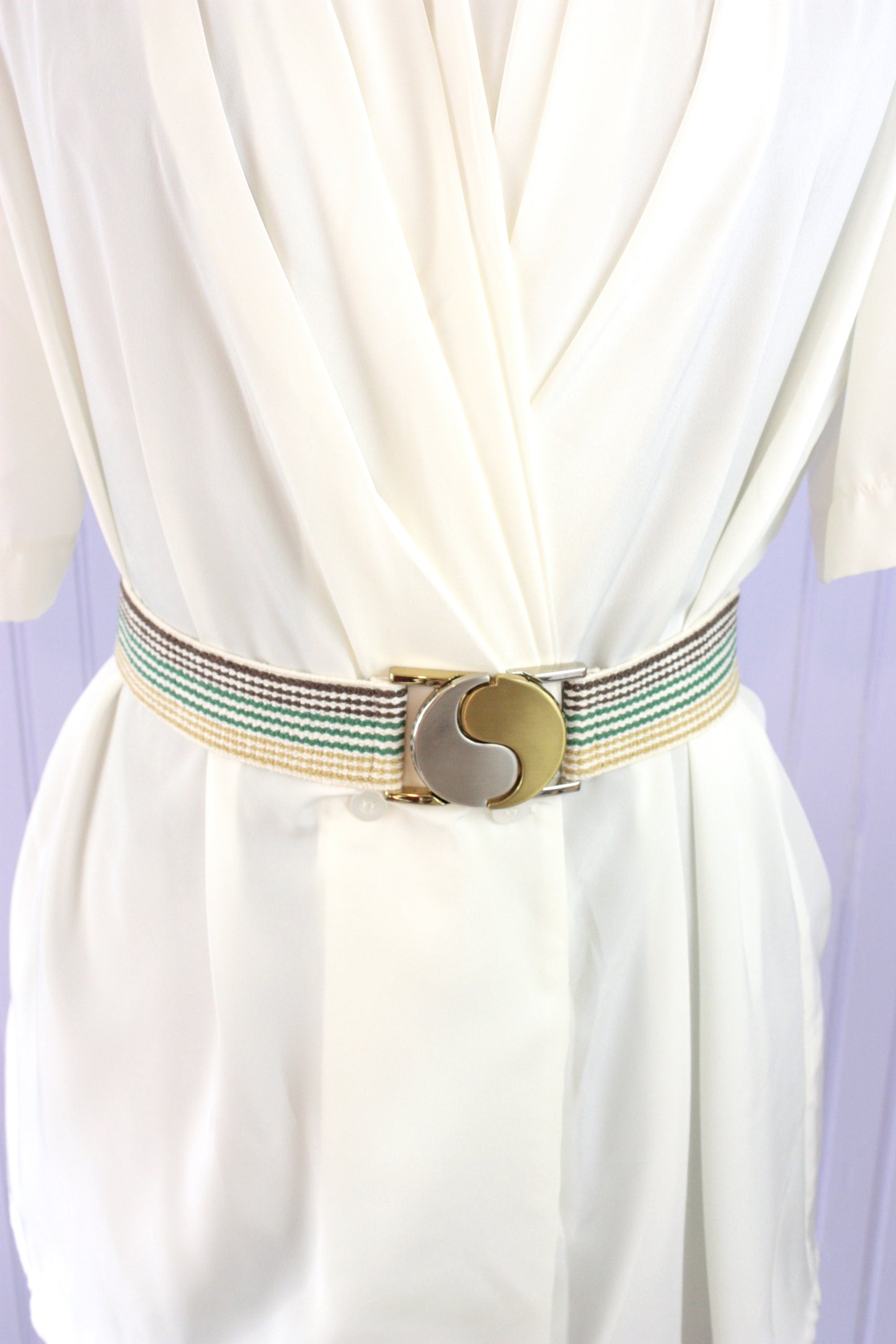 Yin Yang Gold & Silver Cinch Belt Brown and Green